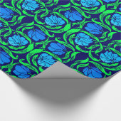 William Morris Pimpernel, Cobalt Blue und Green Geschenkpapier (Ecke)