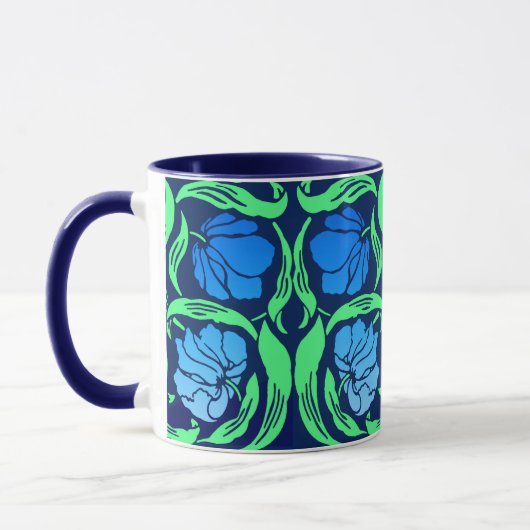 William Morris Pimpernel, Cobalt Blue und Green Tasse (Links)