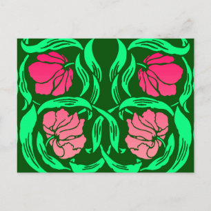 William Morris Pimpernel, Coral Pink und Green Postkarte