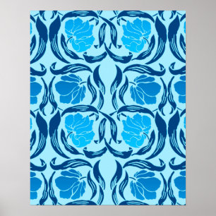 William Morris Pimpernel, Denim & Hellblau Poster