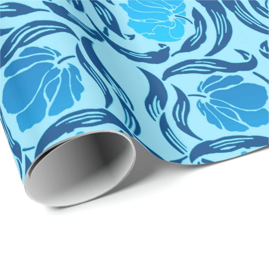 William Morris Pimpernel, Denim & Light Blue Geschenkpapier (Rolleneckpunkt)