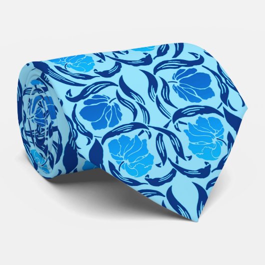 William Morris Pimpernel, Denim & Light Blue Krawatte (Gerollt)