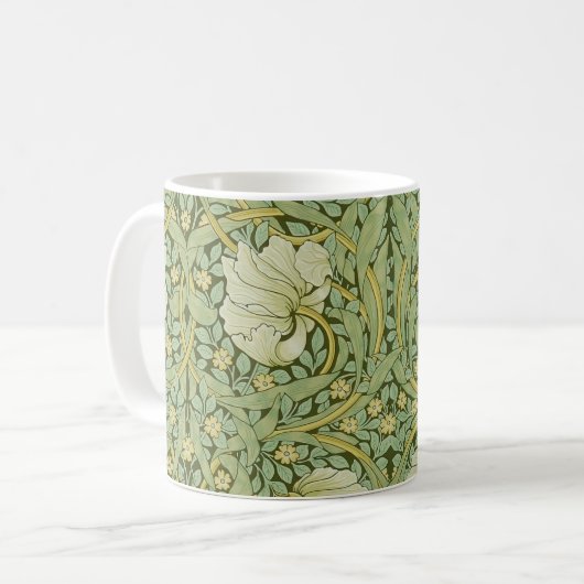 William Morris Pimpernel Floral Blue Wallpaper Kaffeetasse (Vorderseite Links)