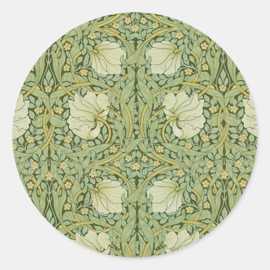 William Morris Pimpernel Floral Blue Wallpaper Runder Aufkleber (Vorderseite)