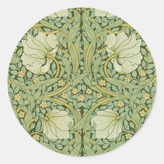William Morris Pimpernel Floral Blue Wallpaper Runder Aufkleber (Vorderseite)
