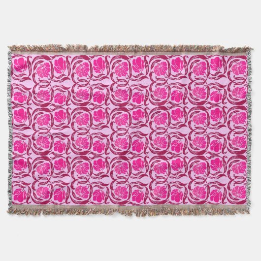 William Morris Pimpernel, Fuchsia & Light Pink Decke (Vorderseite)