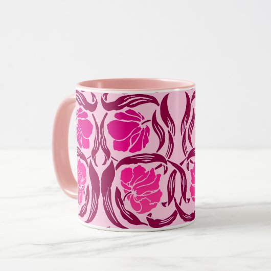 William Morris Pimpernel, Fuchsia & Light Pink Tasse (Vorderseite Links)