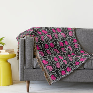 William Morris Pimpernel, Fuchsia Pink und Black Decke