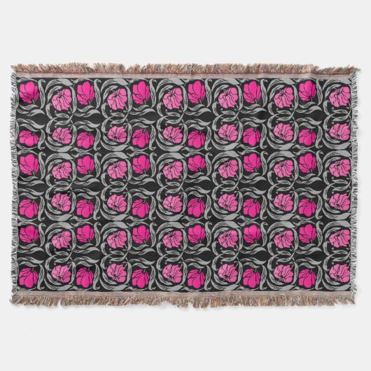 William Morris Pimpernel, Fuchsia Pink und Black Decke (Vorderseite)