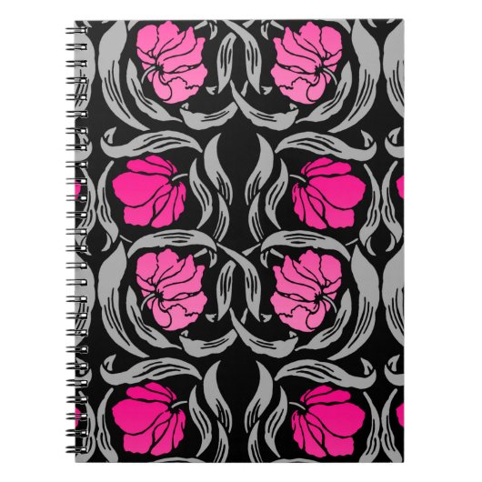 William Morris Pimpernel, Fuchsia Pink und Black Notizblock (Vorderseite)