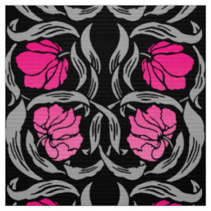 William Morris Pimpernel, Fuchsienrosa und Schwarz Stoff
