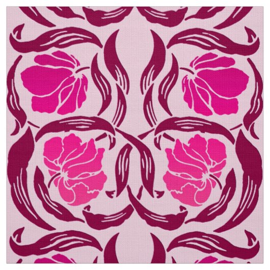 William Morris Pimpernel, Fuchsienrot und Hellrosa Stoff (Muster)