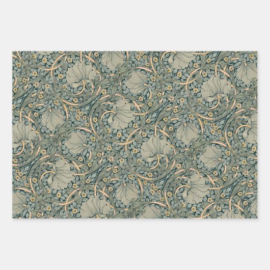 William Morris Pimpernel Gold Sage Green Geschenkpapier Set (Vorderseite 2)