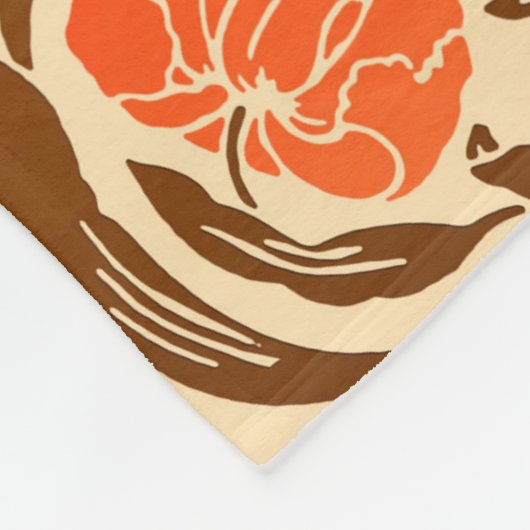 William Morris Pimpernel, Mandarin Orange & Brown Fleecedecke (Ecke)