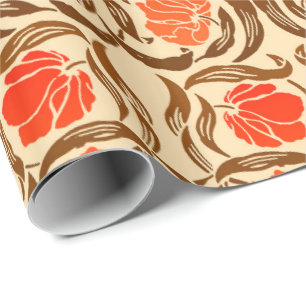 William Morris Pimpernel, Mandarin Orange & Brown Geschenkpapier