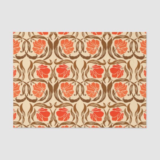 William Morris Pimpernel, Mandarin Orange & Brown Seidenpapier (Vorderseite)