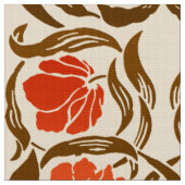 William Morris Pimpernel, Mandarin Orange & Brown Stoff (Nahaufnahme)