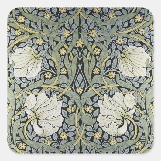 William Morris - Pimpernel-Musterdesign Quadratischer Aufkleber (Vorderseite)