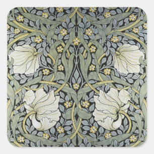 William Morris - Pimpernel-Musterdesign Quadratischer Aufkleber