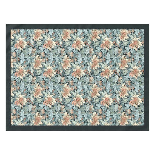 William Morris Pimpernel Pastellblauer Elfenbeinpf Tischdecke (Vorderseite (Horizontal))