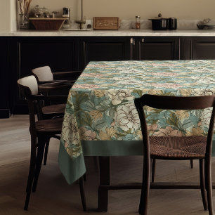 William Morris Pimpernel Pastellgrün Elfenbeinrosa Tischdecke