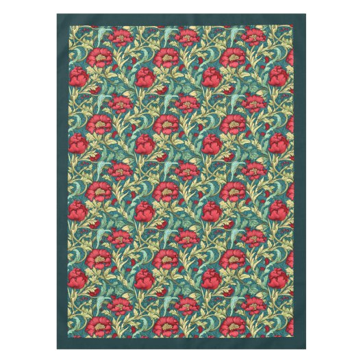 William Morris Pimpernel Rot Pastellblau Tischdecke (Vorderseite)