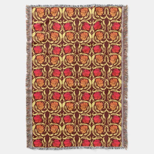 William Morris Pimpernel, Rust Orange und Brown Decke (Vorderseite Vertikal)