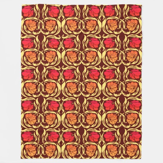 William Morris Pimpernel, Rust Orange und Brown Fleecedecke (Vorderseite)