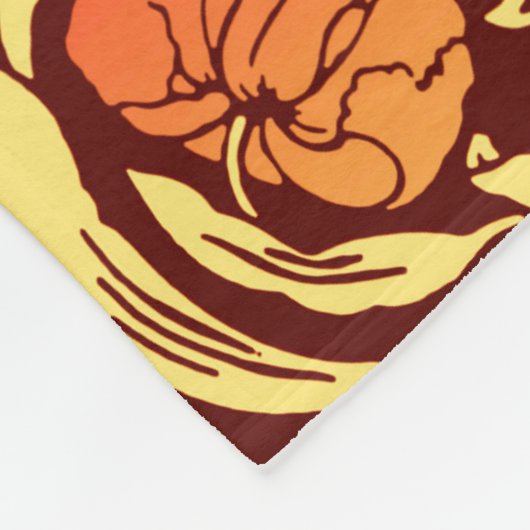 William Morris Pimpernel, Rust Orange und Brown Fleecedecke (Ecke)