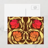 William Morris Pimpernel, Rust Orange und Brown Postkarte (Vorne/Hinten)