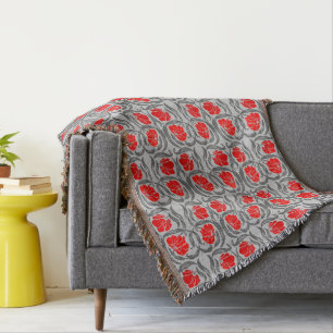 William Morris Pimpernel, Silber Grau und Rot Decke