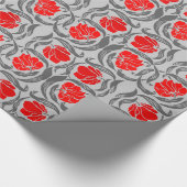 William Morris Pimpernel, Silver Gray und Red Geschenkpapier (Ecke)