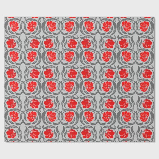 William Morris Pimpernel, Silver Gray und Red Geschenkpapier (Flach)