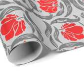 William Morris Pimpernel, Silver Gray und Red Geschenkpapier (Rolleneckpunkt)