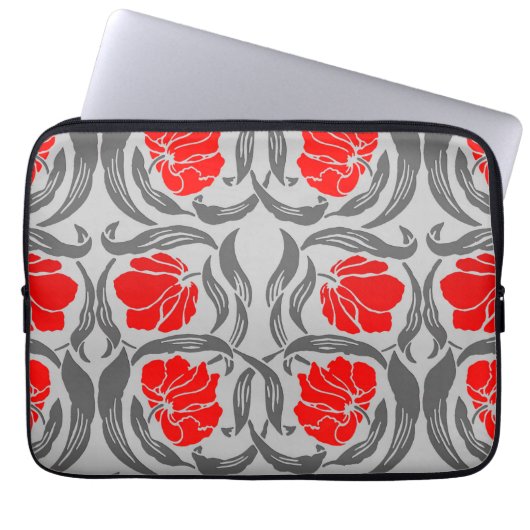 William Morris Pimpernel, Silver Gray und Red Laptopschutzhülle (Vorderseite)