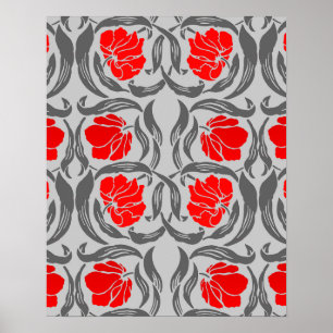 William Morris Pimpernel, Silver Gray und Red Poster