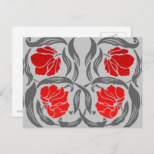 William Morris Pimpernel, Silver Gray und Red Postkarte (Vorne/Hinten)