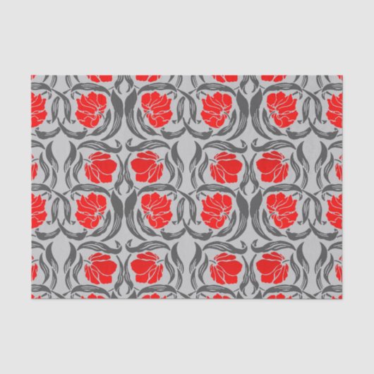William Morris Pimpernel, Silver Gray und Red Seidenpapier (Vorderseite)