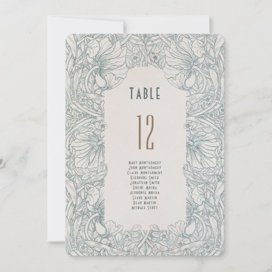 William Morris Pimpernel Tischnummer Card (Vorderseite)