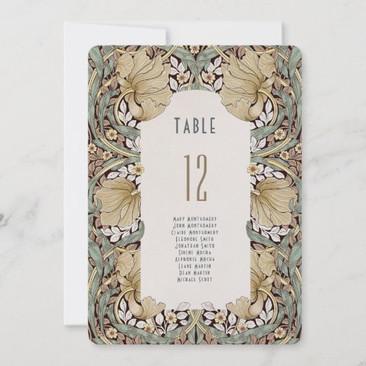 William Morris Pimpernel Tischnummer Card (Vorderseite)