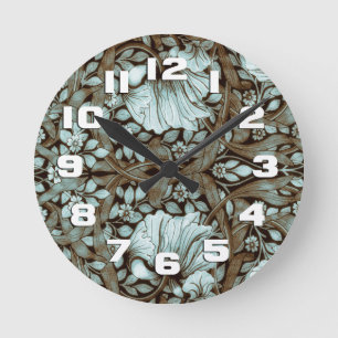 William Morris Pimpernel Vintage Blumenmuster Runde Wanduhr