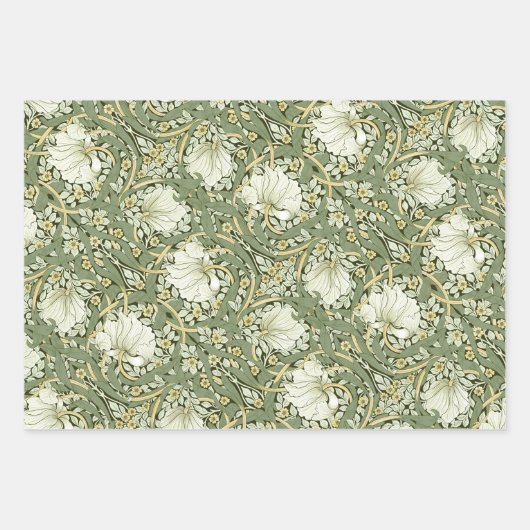 William Morris Pimpernel White Sage Green Geschenkpapier Set (Vorderseite)