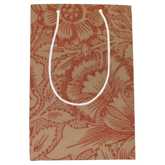 William Morris Pink Poppy Blume Floral Mittlere Geschenktüte (Vorderseite)