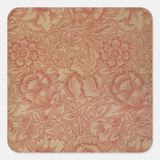 William Morris Pink Poppy Blume Floral Quadratischer Aufkleber (Vorderseite)