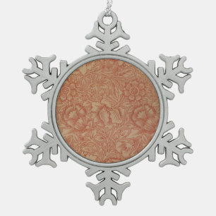 William Morris Pink Poppy Blume Floral Schneeflocken Zinn-Ornament