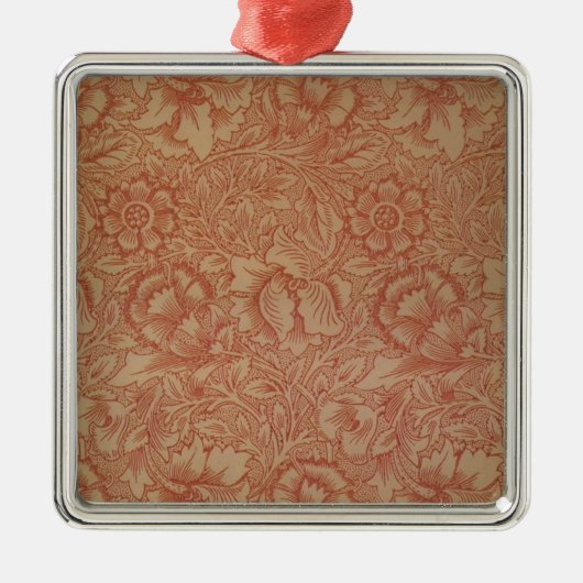 William Morris Pink Poppy Blume Floral Silbernes Ornament (Vorne)
