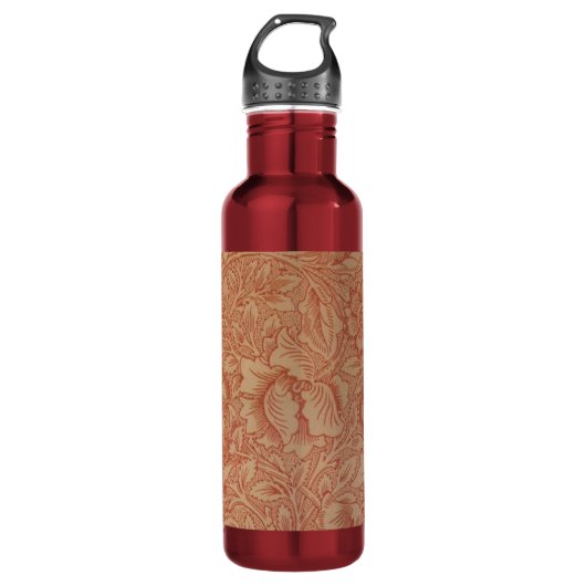 William Morris Pink Poppy Blume Floral Trinkflasche (Vorderseite)