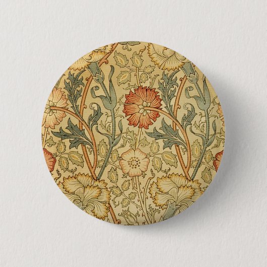 William Morris Pink Rose Blume Wallpaper Pattern Button (Vorderseite)
