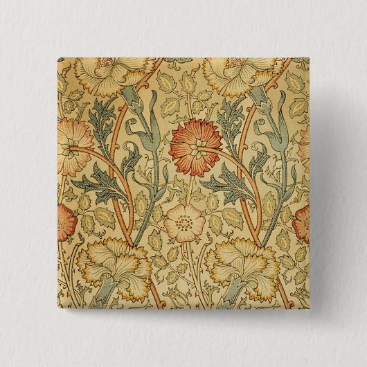 William Morris Pink Rose Blume Wallpaper Pattern Button (Vorderseite)