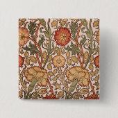 William Morris Pink Rose Blume Wallpaper Pattern Button (Vorderseite)